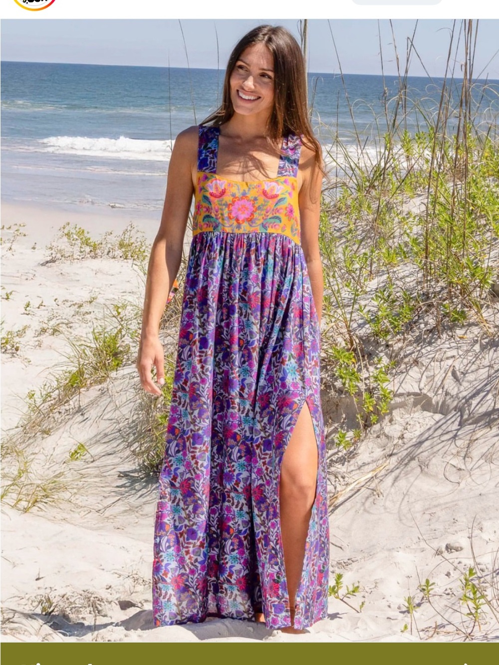 NATURAL LIFE Tricia Maxi Dress with floral   Bodice-Size L